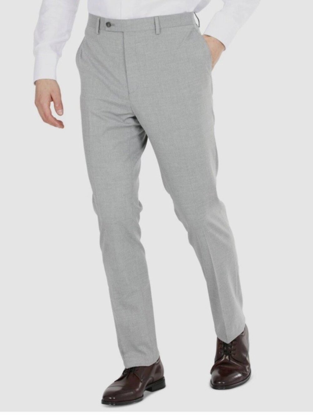 DKNY Men's Size 40 X 34 Modern-Fit Stretch Suit Pants Trousers Light Grey NWT
